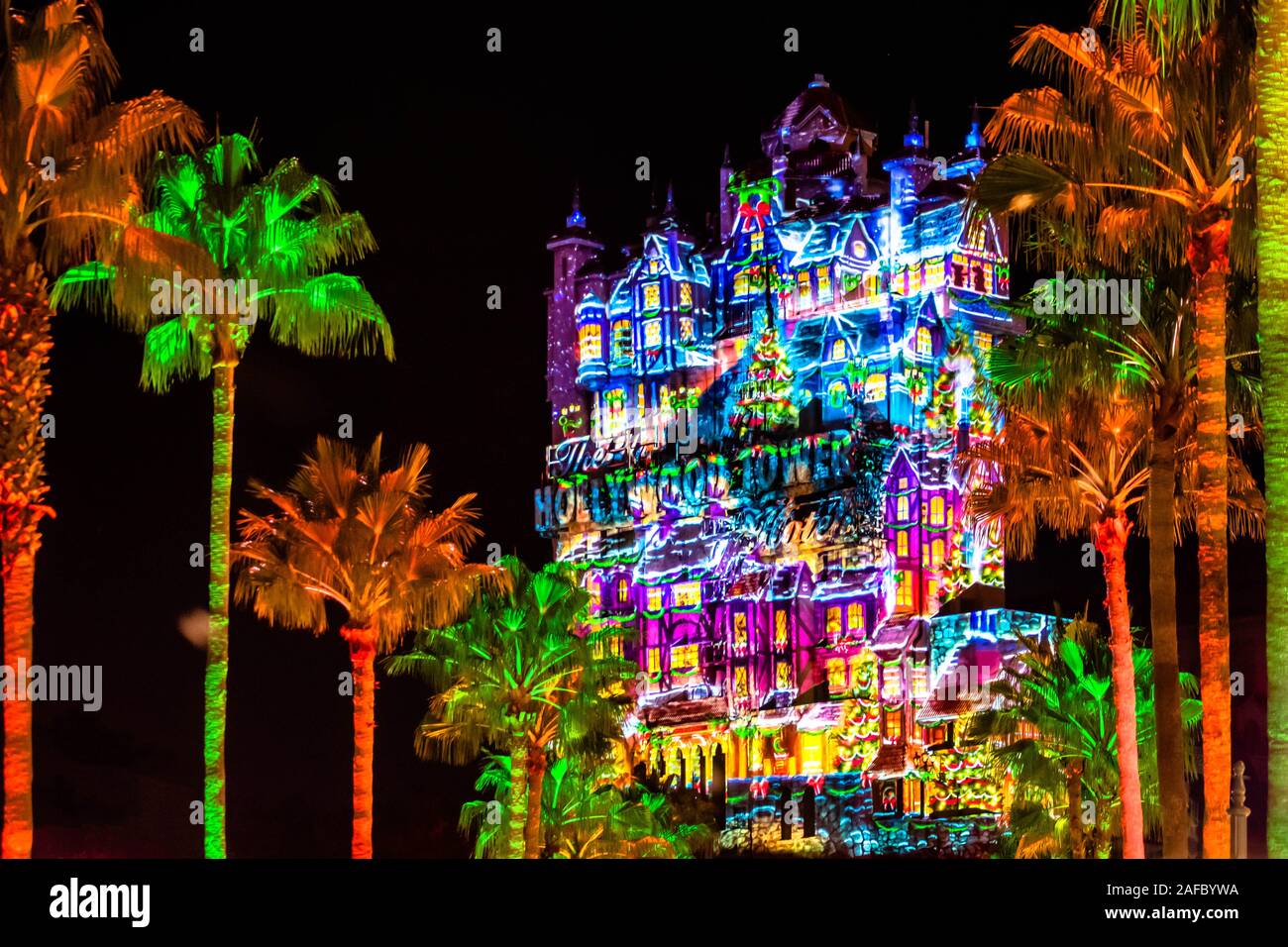 Orlando, Florida. November 27, 2019 Colorful projections on The ...