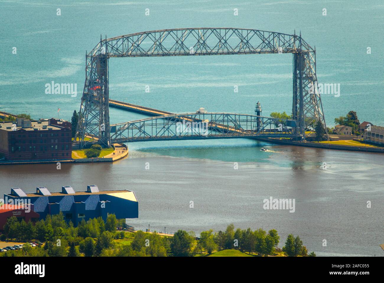 The iconic Aerial Lift Bridge in Duluth, Minnesota Stock Photo