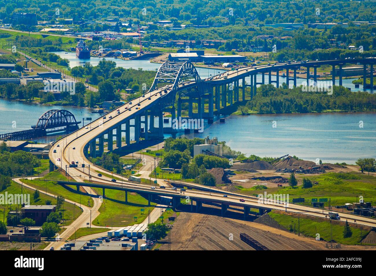 John A. Blatnik Bridge I-535 Saint Louis River Highway Crossing Duluth, MN Stock Photo