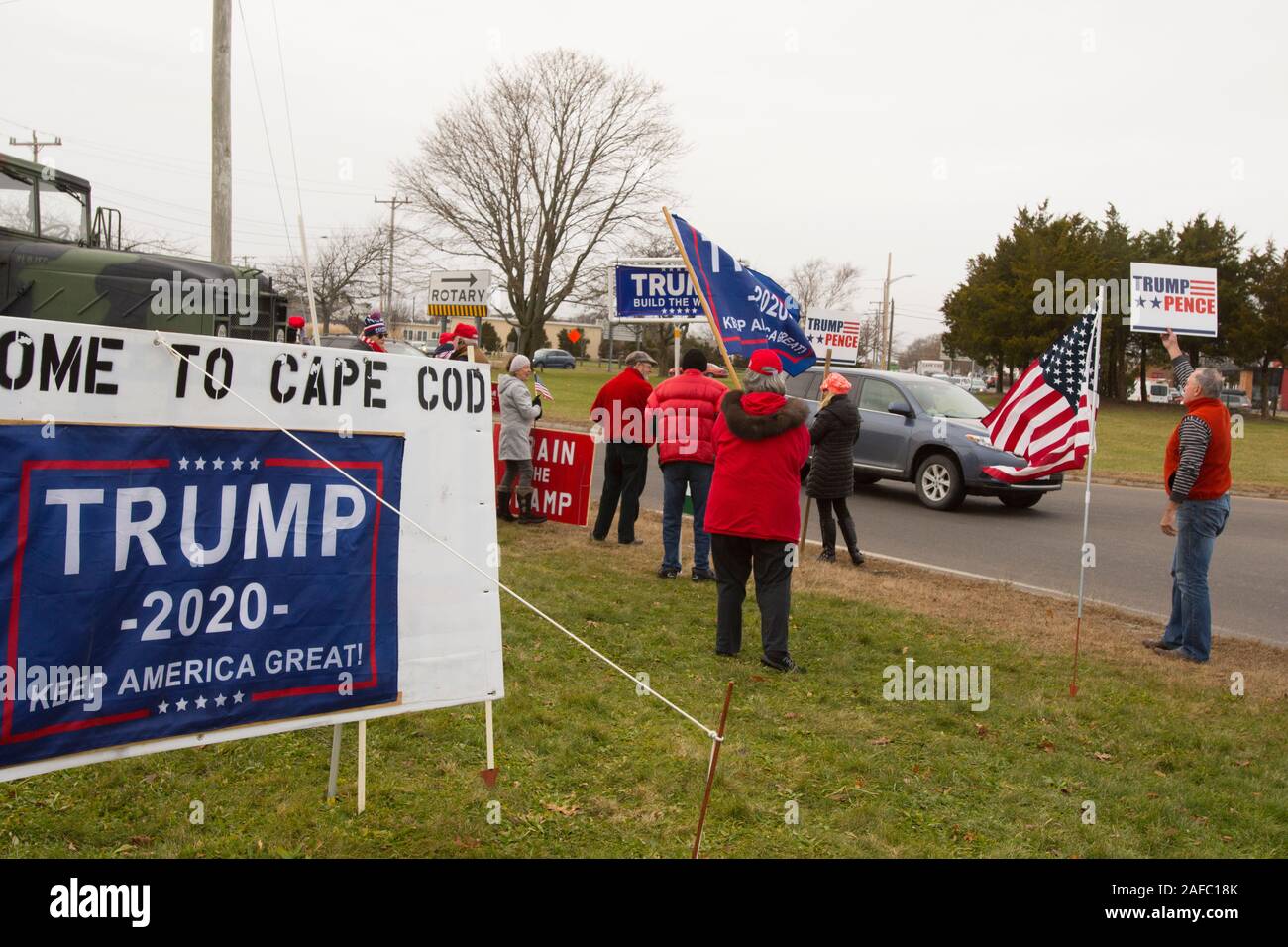 a pro Trump political rally in Hyannis, Massachusetts, on Cape Cod, USA Stock Photo