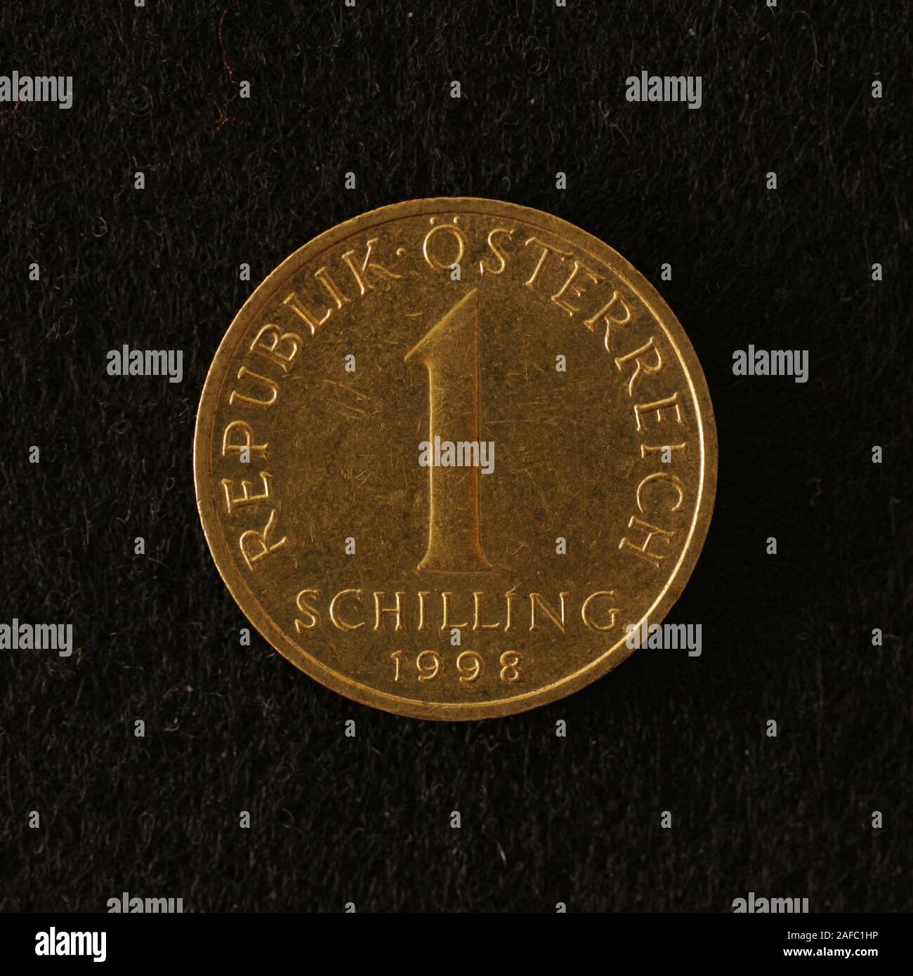 Vorderseite einer ehemaligen Österreichischen 1 Schilling Münze Stock Photo