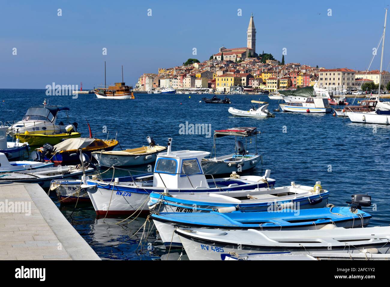 Historic port town of Rovinj now also a tourist destination, Istria, Croatia Stock Photo