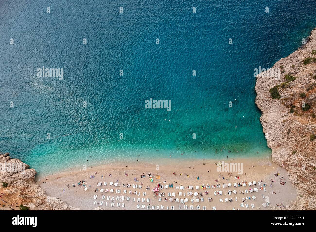 Aerial view to the Mediterranean sea and the Kaputas beach in Kas, Antalya, Turkey. Stock Photo