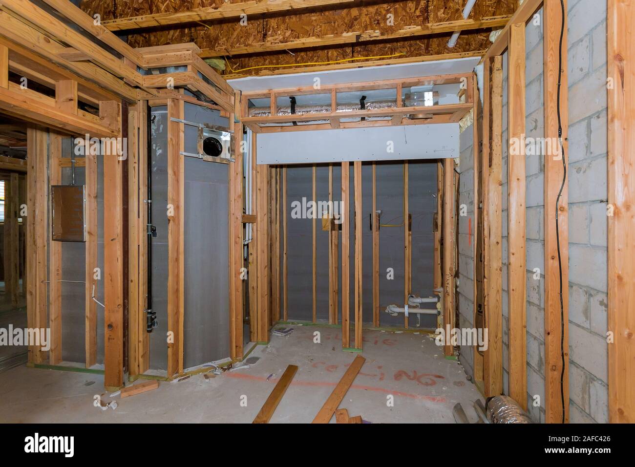 Framing an interior basement door in a floating wall - Home