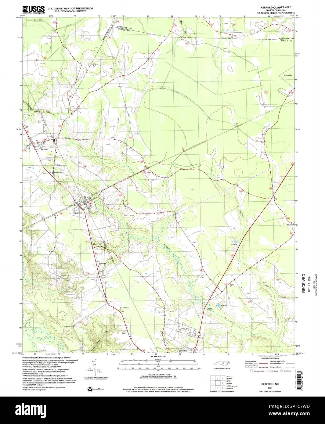 USGS TOPO Map North Carolina NC Kelford 162244 1997 24000 Restoration Stock Photo Alamy