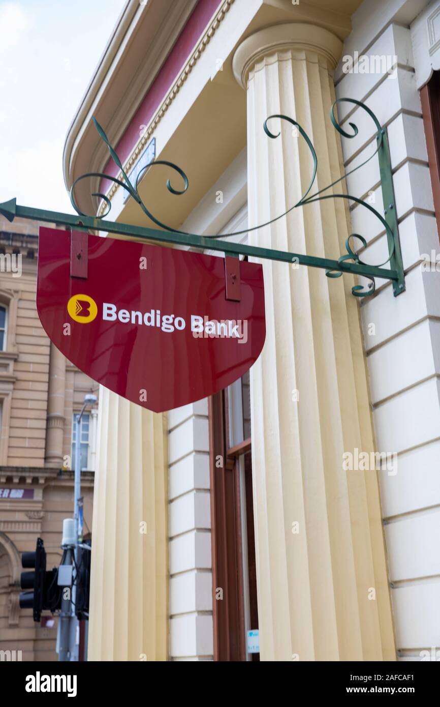 Bendigo bank branch and sign in Launceston Stock Photo Alamy