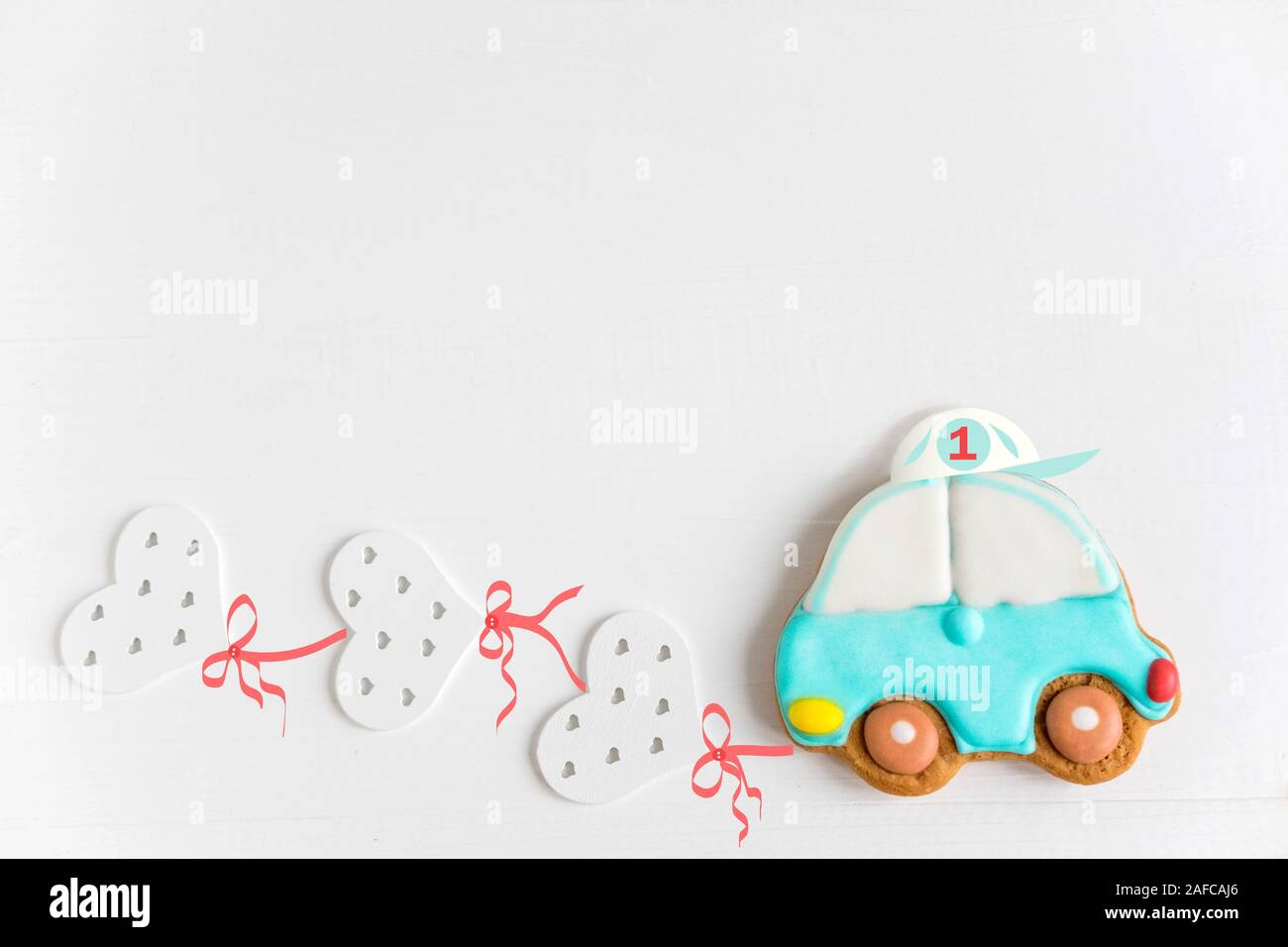 Frame for birthday greeting card. Postcard for 1 year. Children's banner with a typewriter and