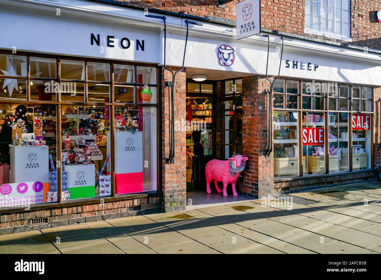 Neon Sheep shop, Stratford upon Avon, Warwickshire, England, UK Stock Photo