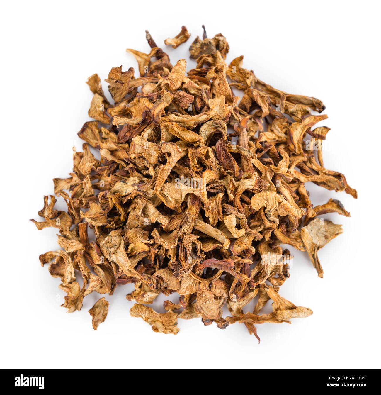 Portion of Dried Chanterelles as detailed closeup shot isolated on
