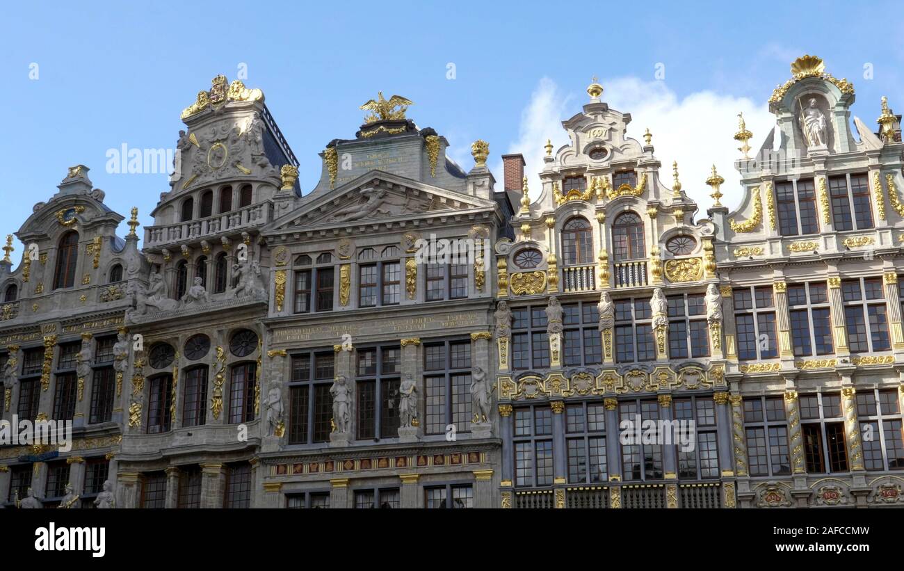 BRUSSELS, BELGIUM OCTOBER, 13, 2017 the guild houses at grand place in brussels Stock Photo