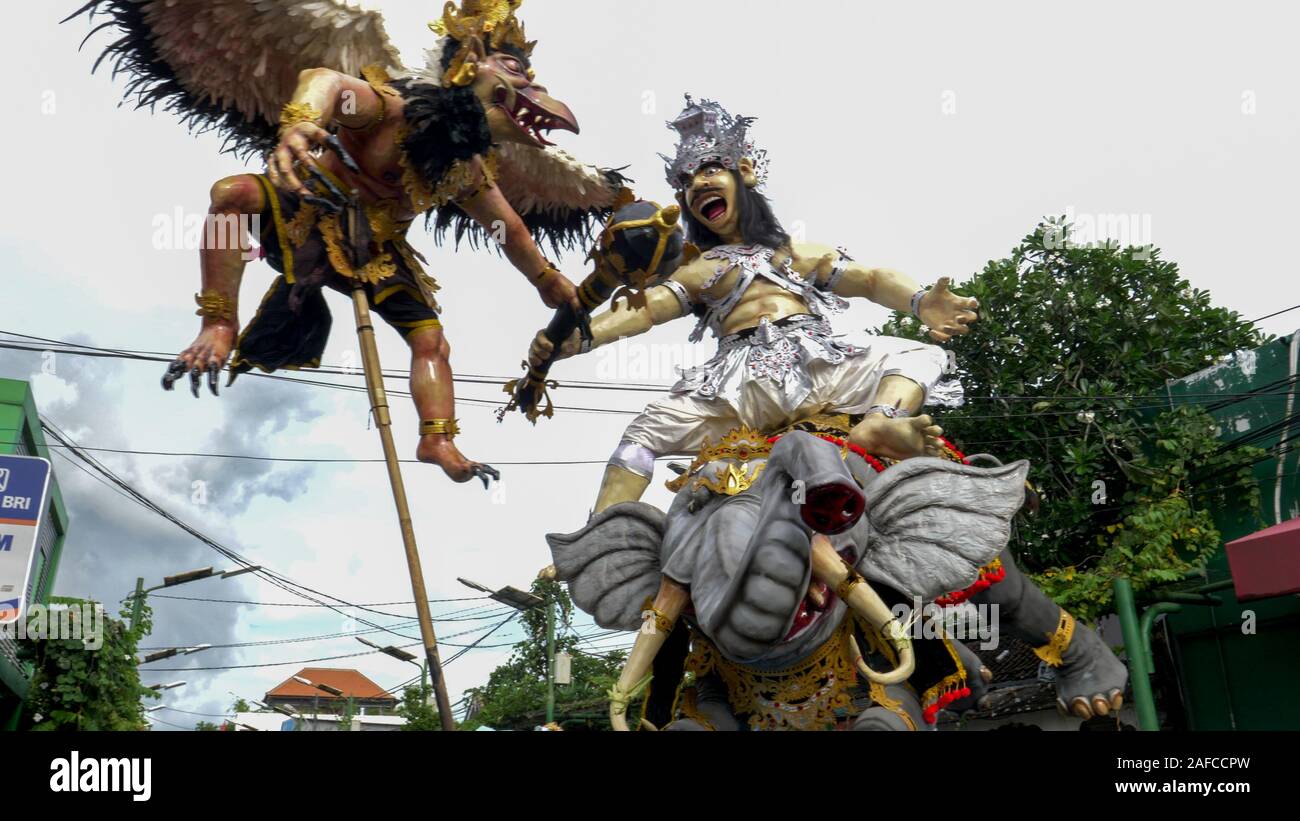 KUTA, INDONESIA - MARCH, 16, 2018: an ogoh-ogoh being moved on a kuta street of bali Stock Photo