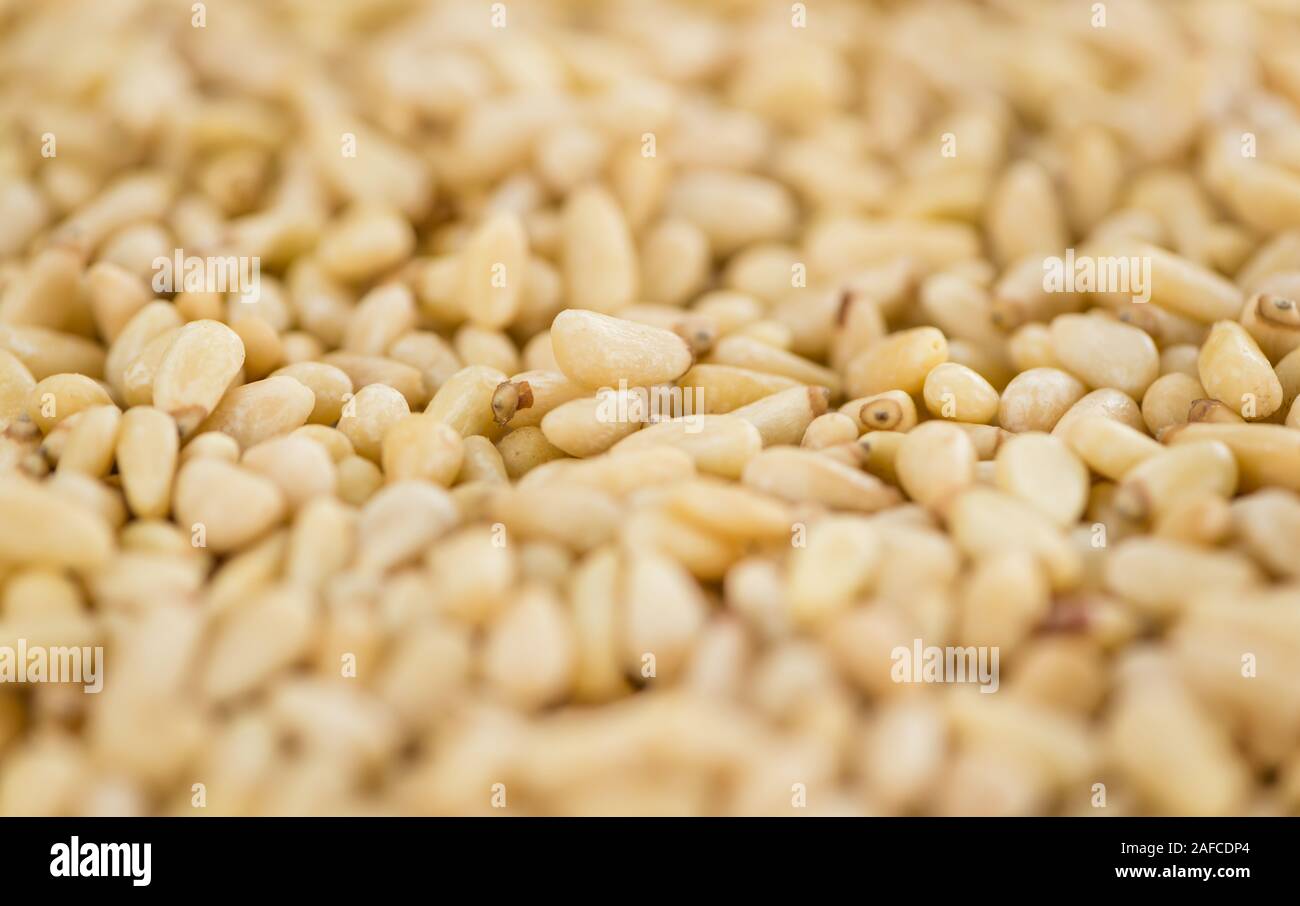 Pine Nuts close-up shot for use as background image or as texture Stock Photo
