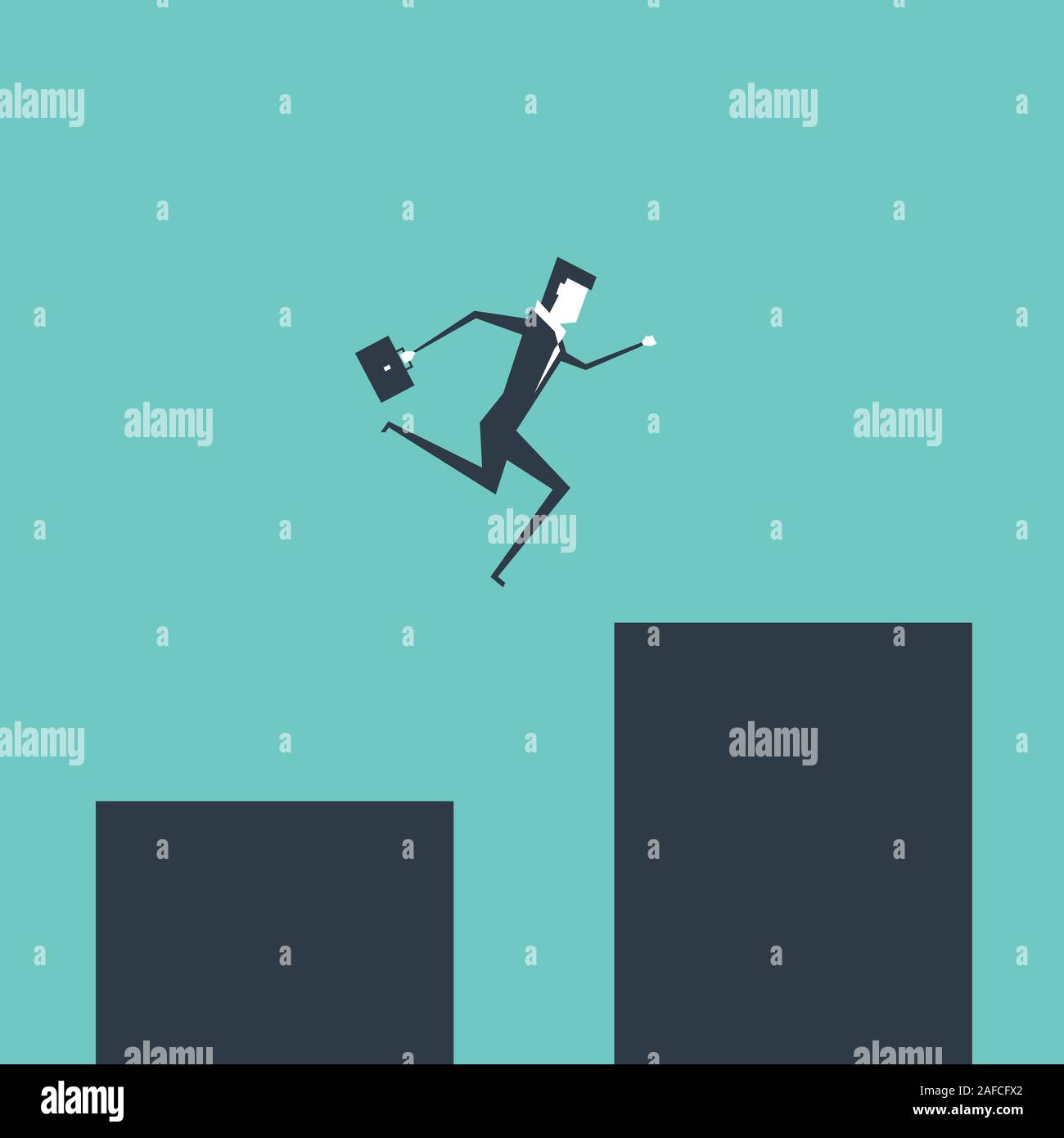 Businessman jumping over gap business risk and challenge Stock Vector ...