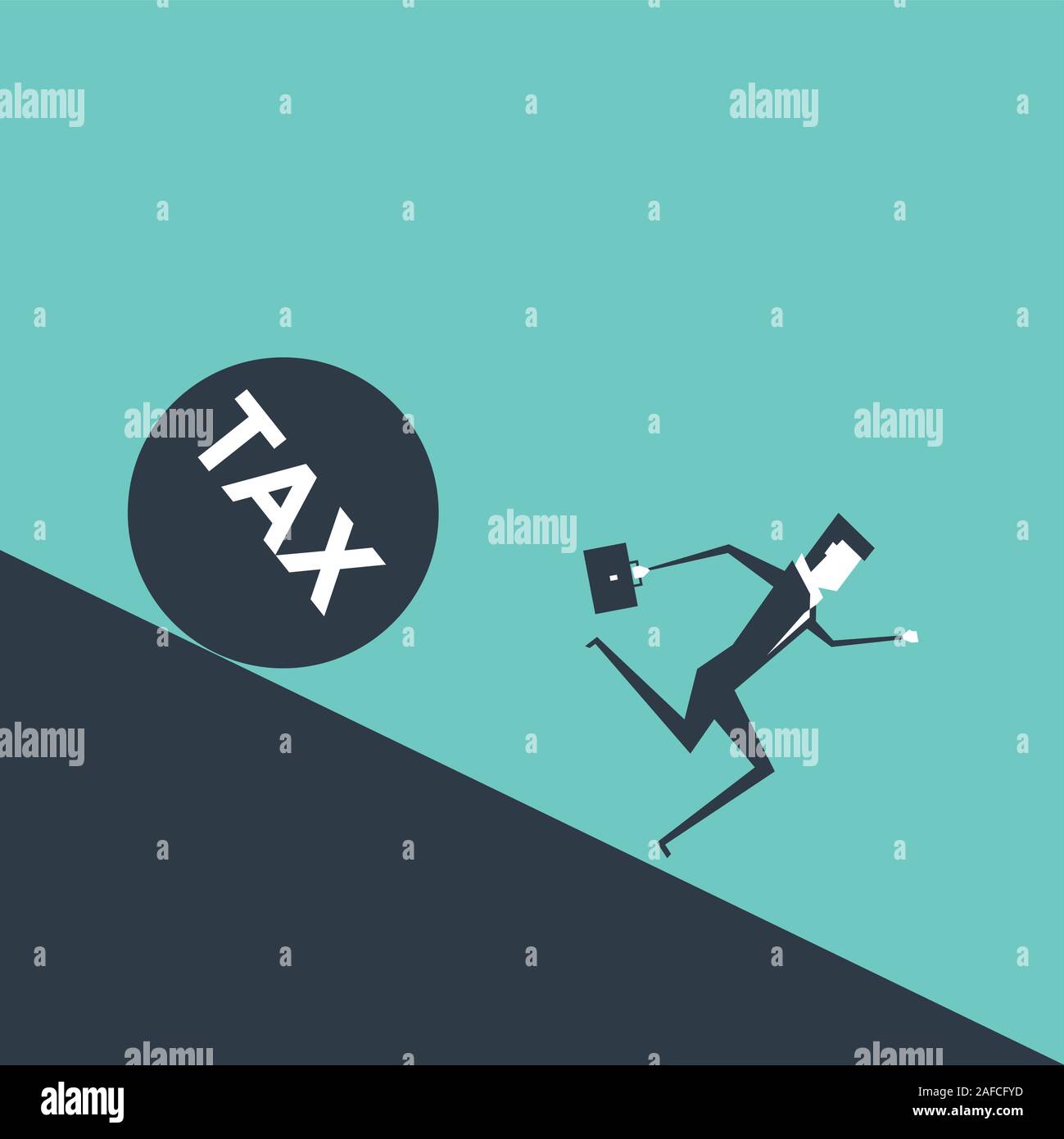 Businessman runs away from big tax. Stock Vector