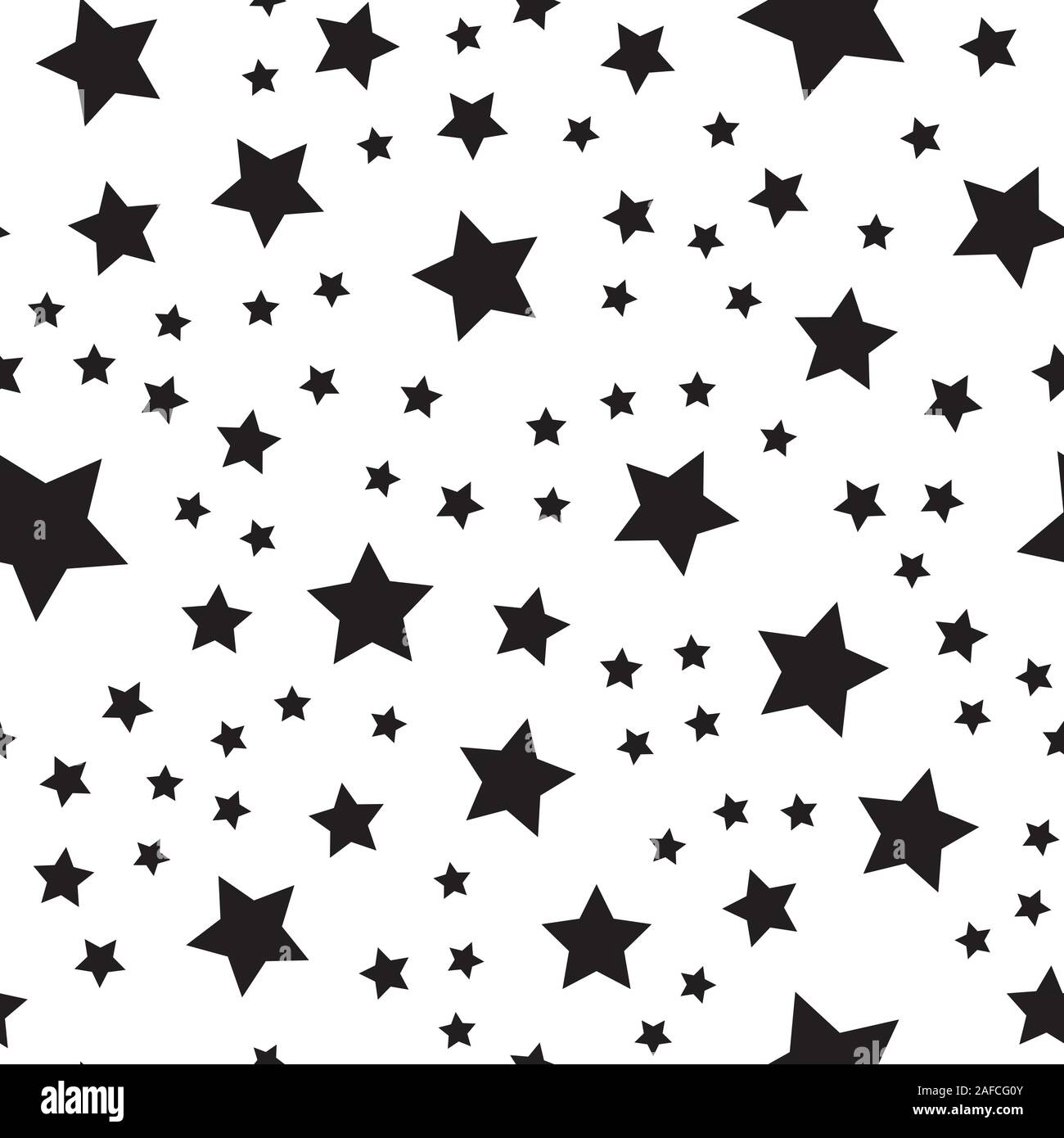Seamless abstract pattern with black stars of different size on white ...