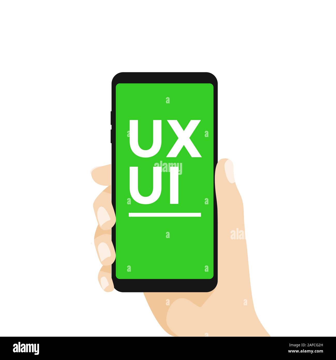 Smartphone in hand with UX/UI text Stock Vector Image & Art - Alamy