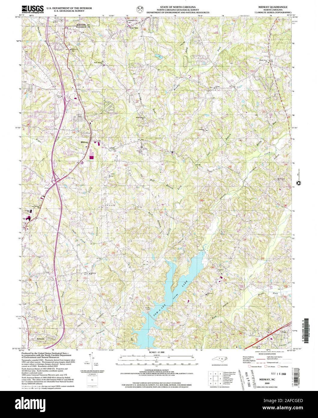 USGS TOPO Map North Carolina NC Midway 161643 2000 24000 Restoration Stock Photo