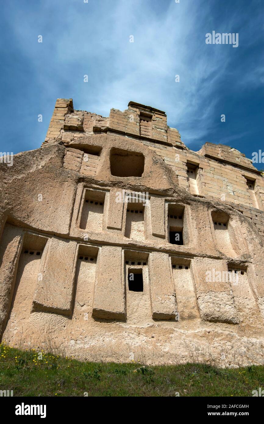 An abandoned ancient cave home which had been carved in the rock cliff ...