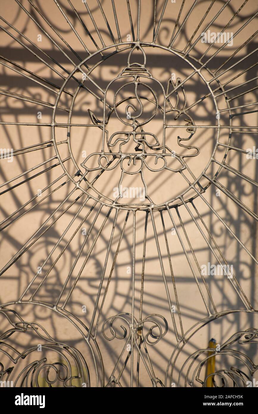 Window railing in design of rabbit, Botahtaung Paya, Buddha's First ...