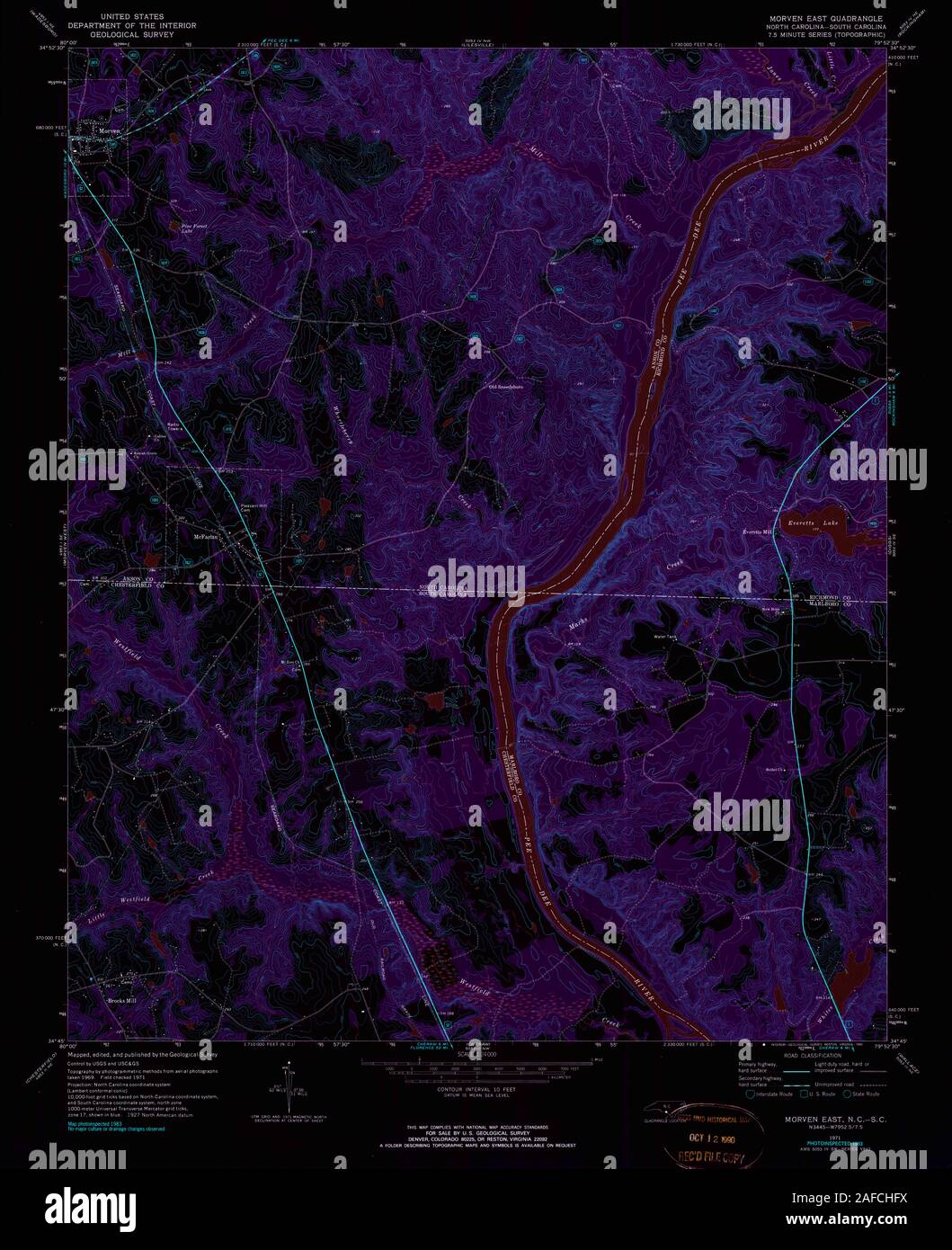 USGS TOPO Map North Carolina NC Morven East 161678 1971 24000 Inverted