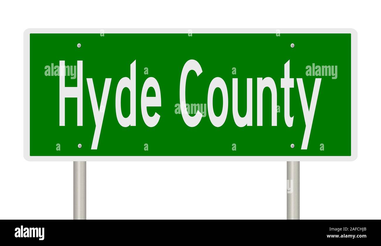 Rendering of a green 3d highway sign for Hyde County Stock Photo Alamy
