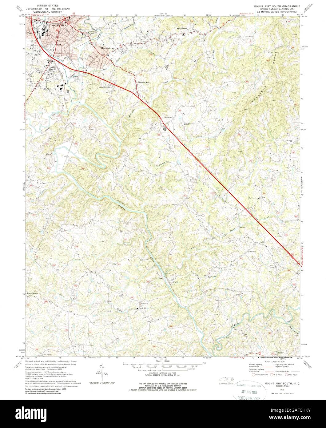 USGS TOPO Map North Carolina NC Mount Airy South 161681 1970 24000