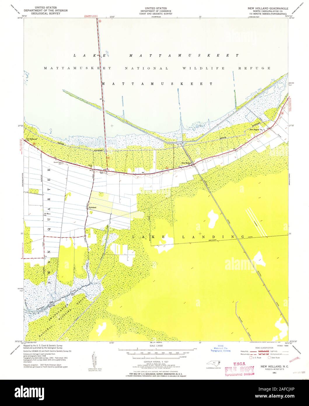 USGS TOPO Map North Carolina NC New Holland 163878 1951 24000