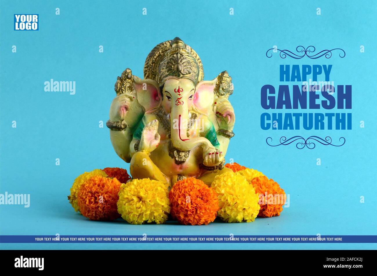 Happy Ganesh Chaturthi Greeting Card Design With Lord Ganesha Idol Stock Photo Alamy