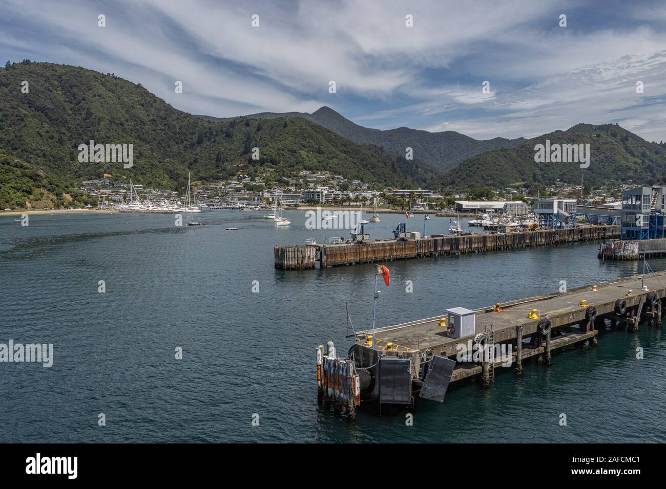 View of Picton from deck of ferry Stock Photo