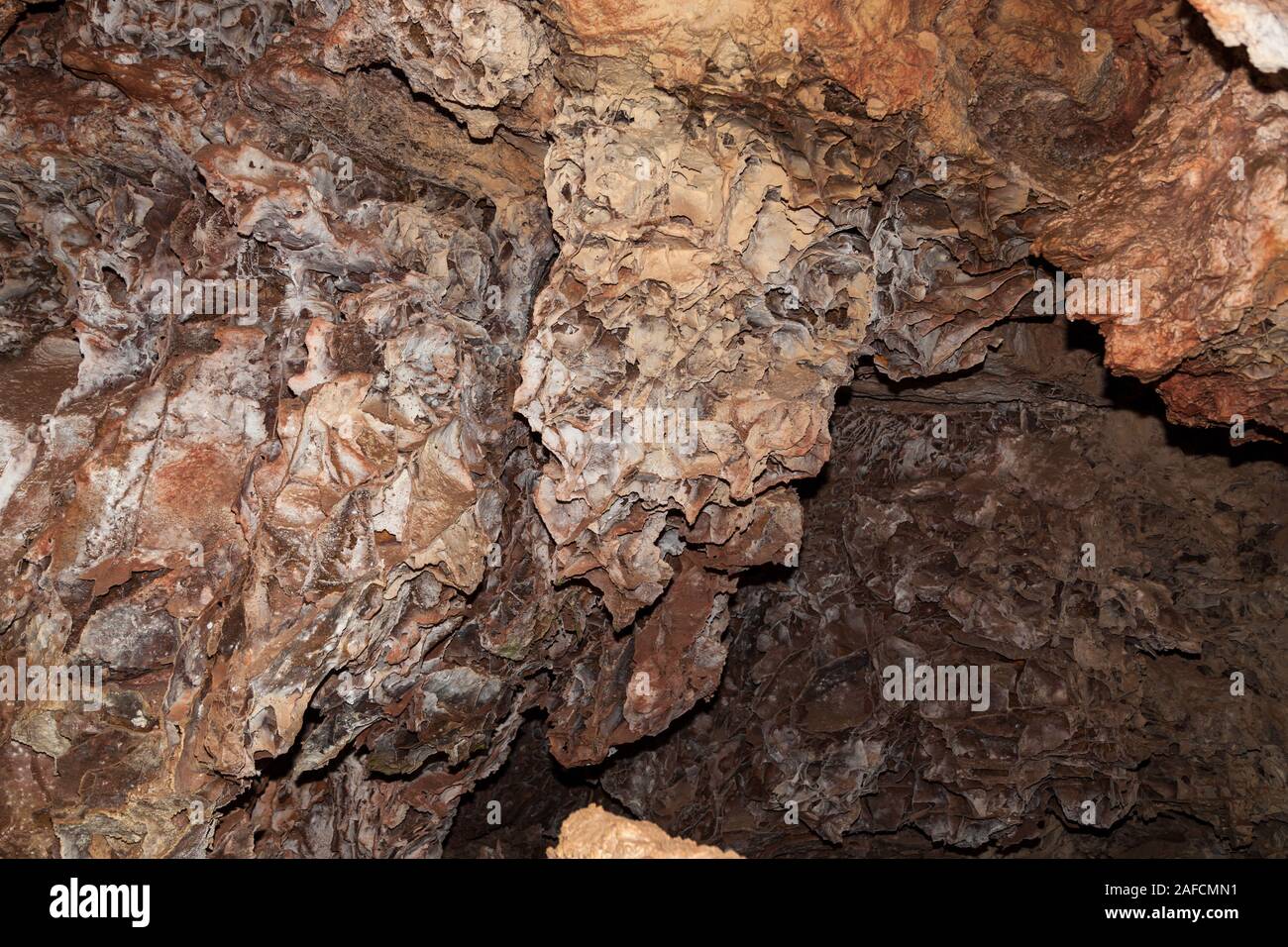 Detailed box work formations in brown and beige at Wind Cave National Park, South Dakota. Stock Photo