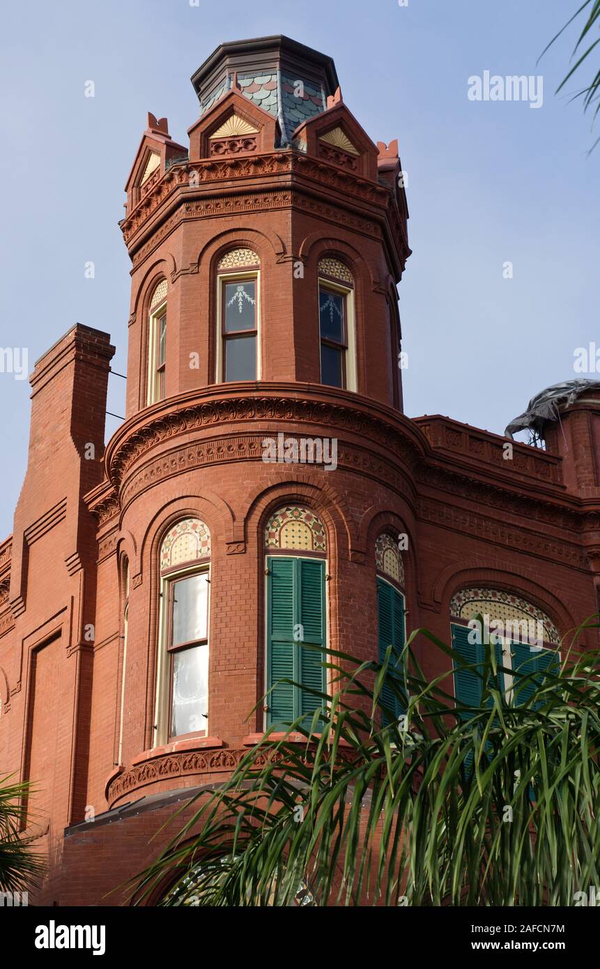 Vertical Turn of the century Queen Anne style architecture houses on Galveston Island, Texas