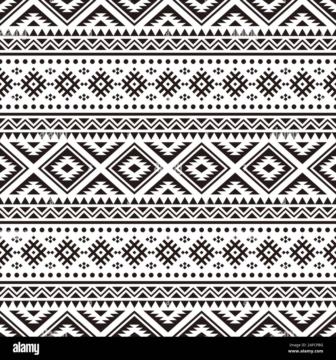 Ikat Ethnic Aztec Pattern Illustration Design in black and white color.  design For Background, Frame, Border or Decoration. Ikat, geometric pattern,  n Stock Photo - Alamy