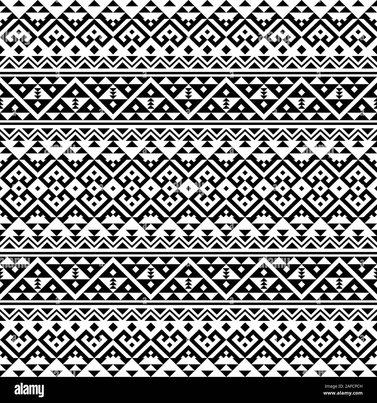 Seamless Ethnic Pattern in black and white color. Black White Tribal ...