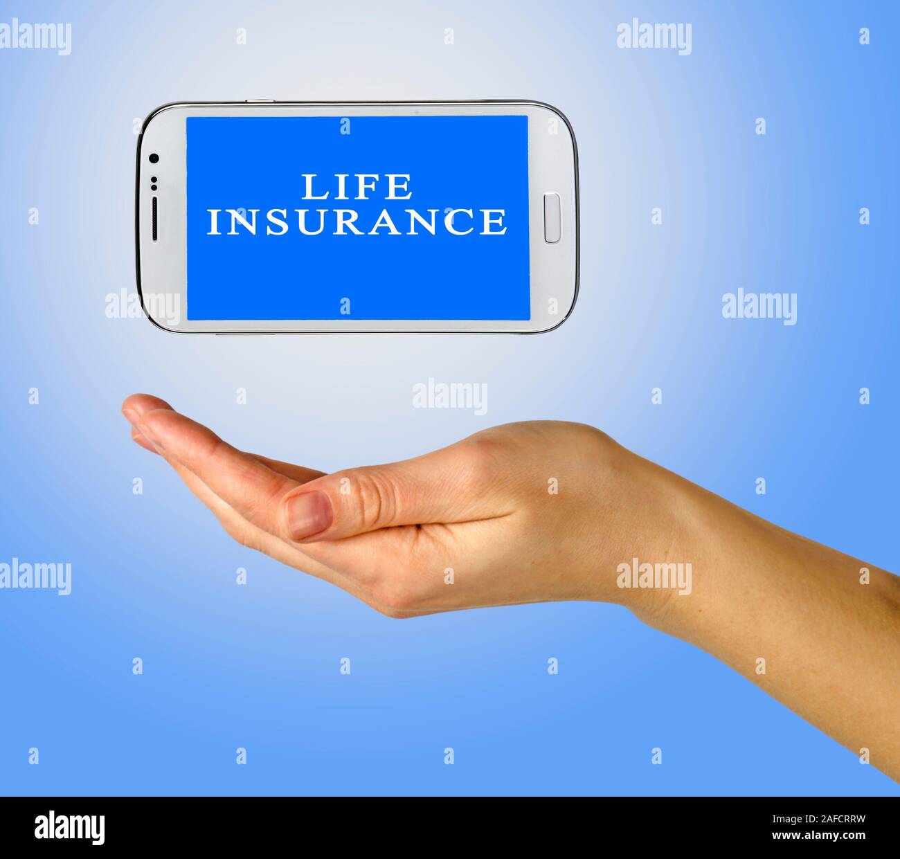 Mobile phone with "life insurance" on its screen Stock Photo - Alamy
