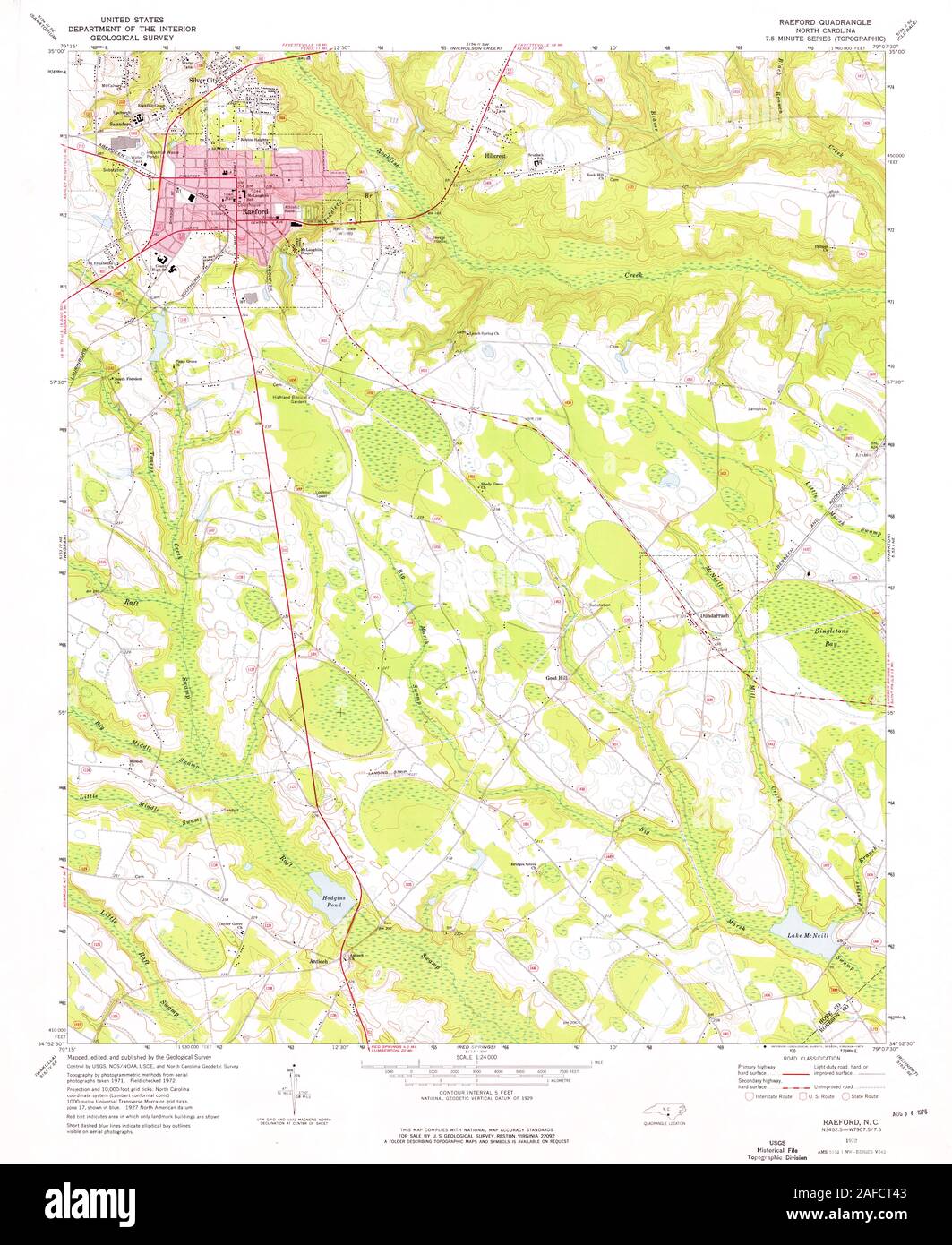 USGS TOPO Map North Carolina NC Raeford 164427 1972 24000 Restoration
