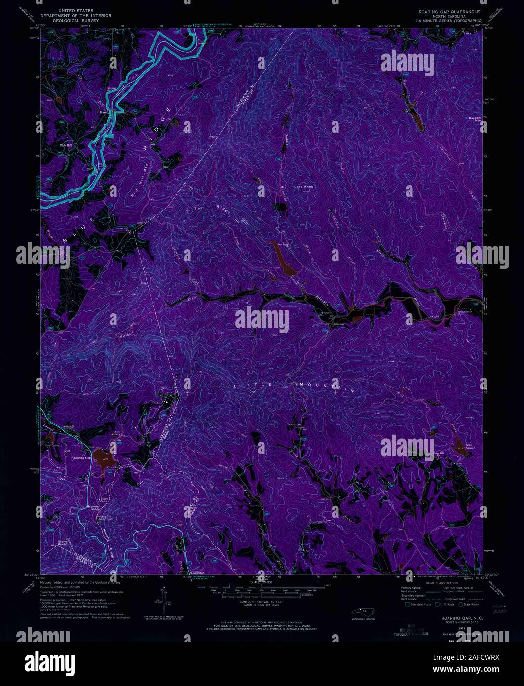 USGS TOPO Map North Carolina NC Roaring Gap 164502 1971 24000 Inverted