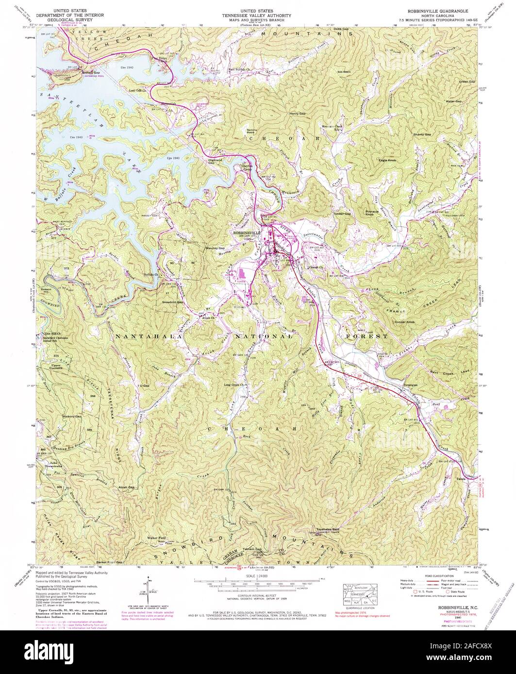 Map Of Robbinsville North Carolina Usgs Topo Map North Carolina Nc Robbinsville 164510 1940 24000 Restoration  Stock Photo - Alamy