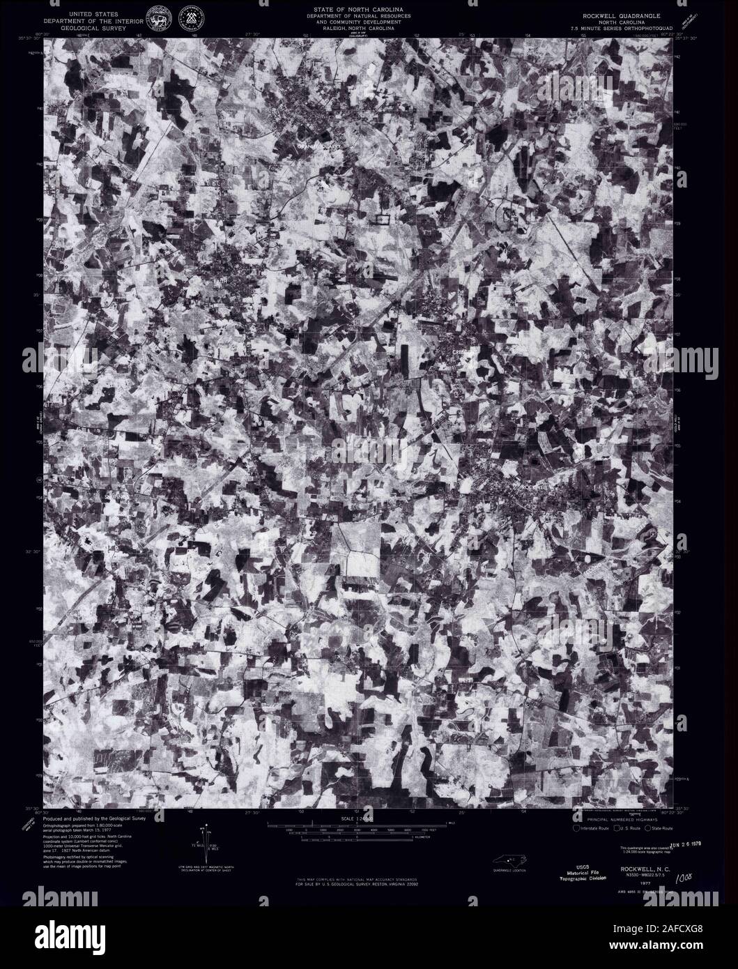 USGS TOPO Map North Carolina NC Rockwell 164759 1977 24000 Inverted