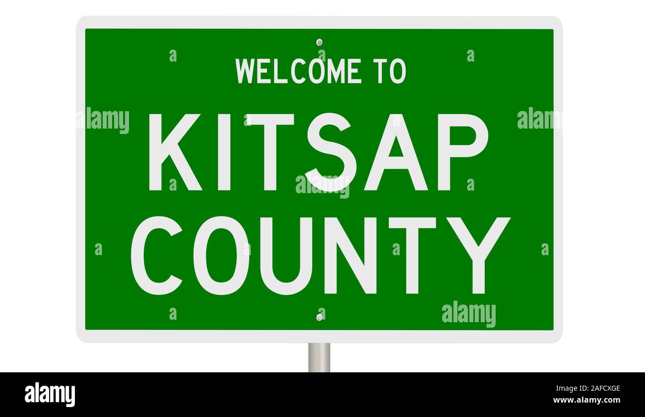 Rendering of a green 3d highway sign for Kitsap County Stock Photo Alamy