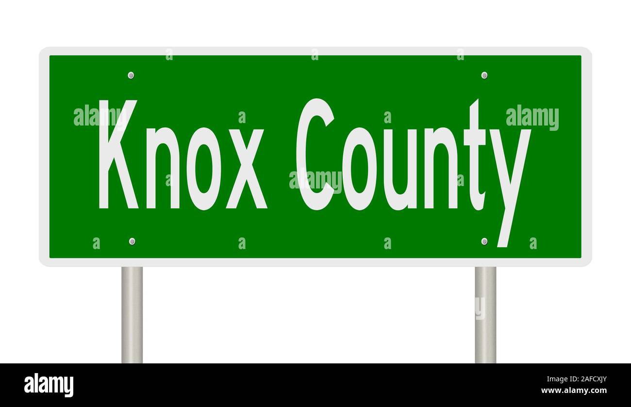 Rendering of a green 3d highway sign for Knox County Stock Photo