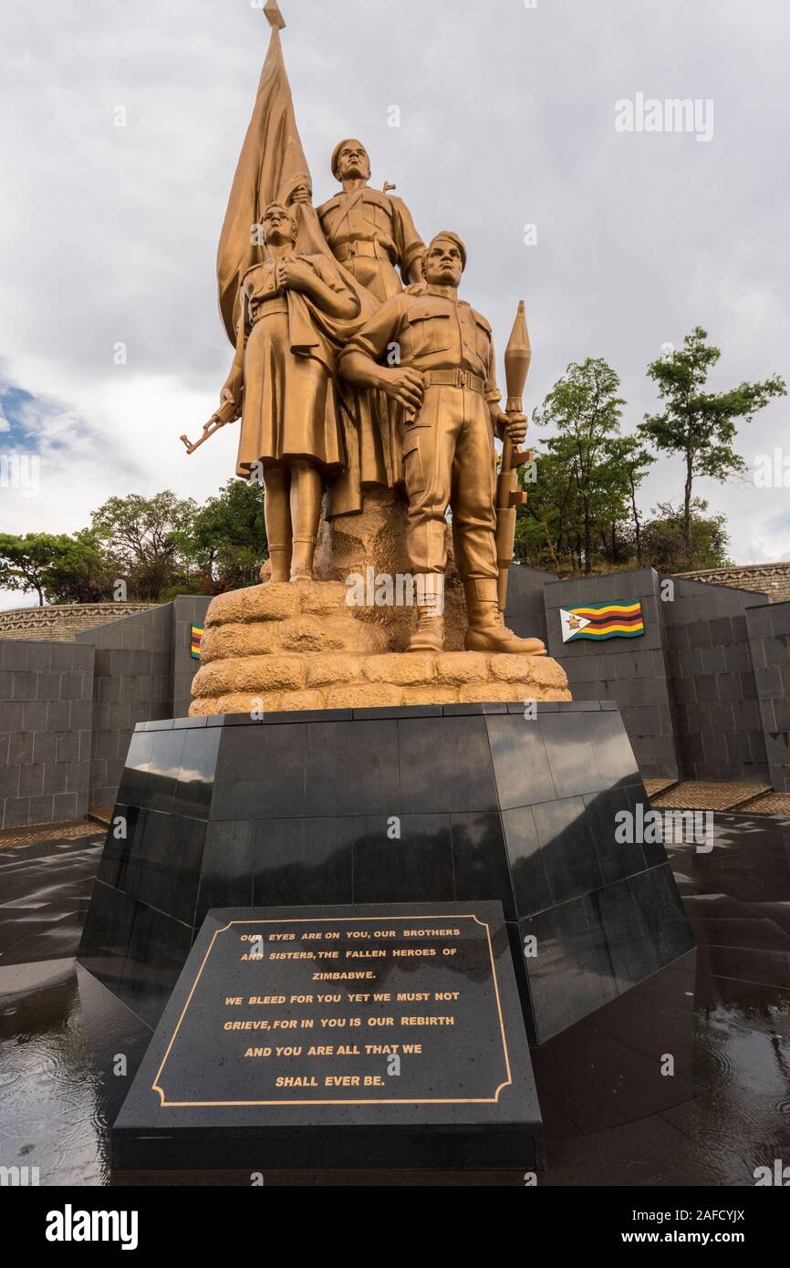 Harare, Zimbabwe. The North-Korean designed monument for the unknown soldier in the Heroes Acre Stock Photo