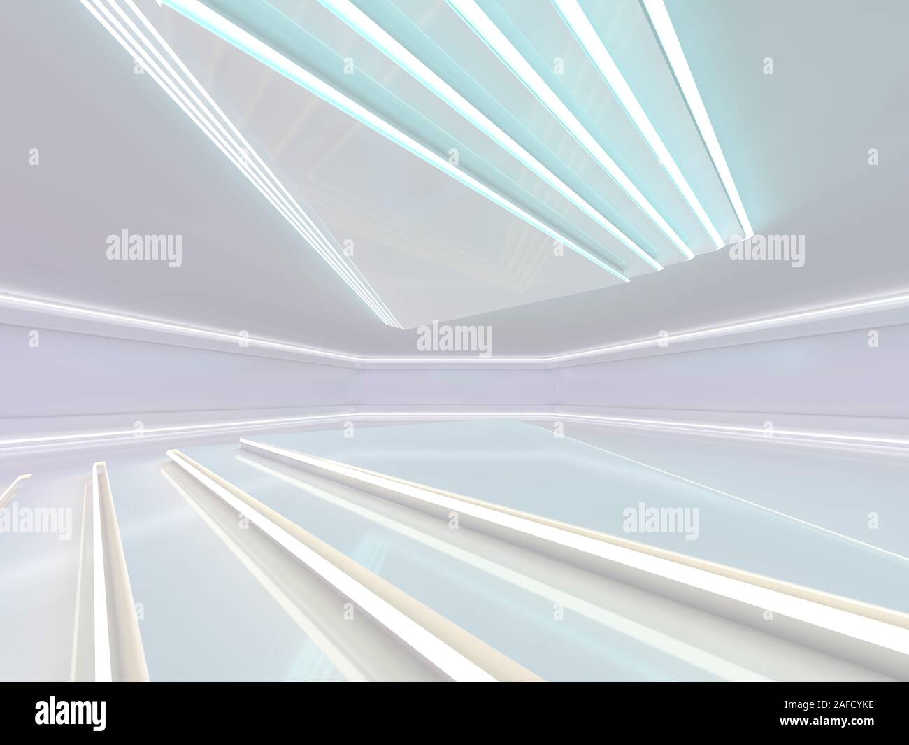 Abstract modern architecture background, empty open space interior. 3D ...