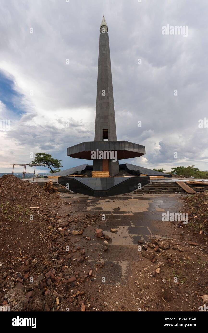 Zimbabwe, Rhodesia. The monument on top of the National Heroes' Acre Near Harare, the country's capital, shows signs of neglect as a testimony to the country's dire financial crisis. November 2019 Stock Photo