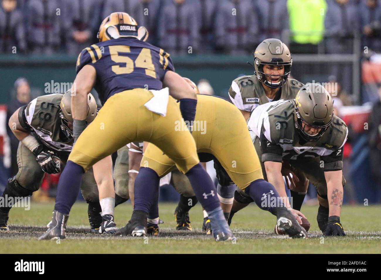 Philadelphia, Delaware, USA. 14th Dec, 2019. Army quarterback CHRISTIAN ANDERSON (13) seen under center during the 120th Army Navy game Saturday, DEC. 14, 2019, at Lincoln Financial Field in Philadelphia, PA. Credit: Saquan Stimpson/ZUMA Wire/Alamy Live News Stock Photo