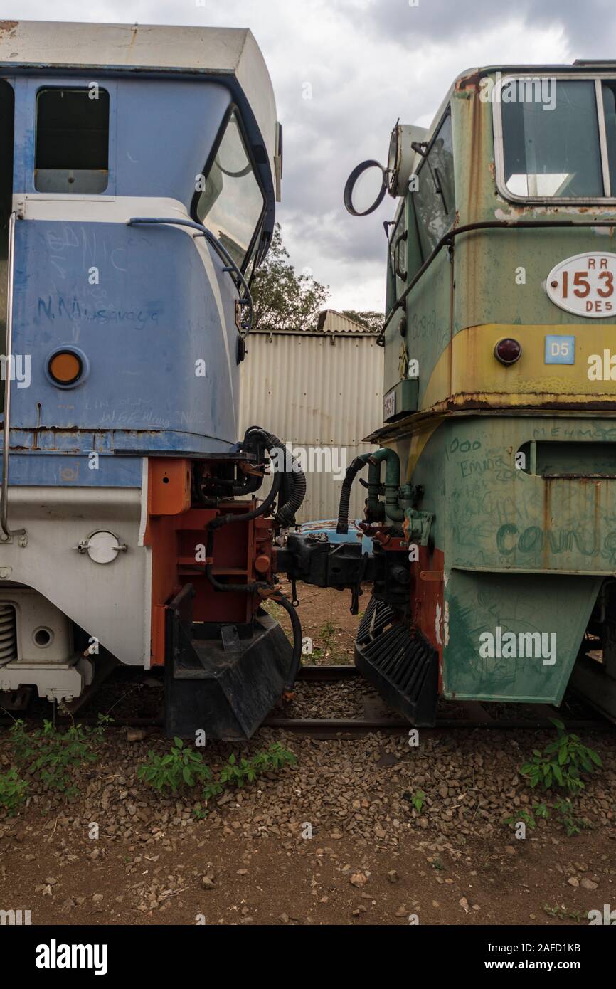Zimbabwe. The Railroad museum at Bulawayo. Diesel engines of Rhodesian