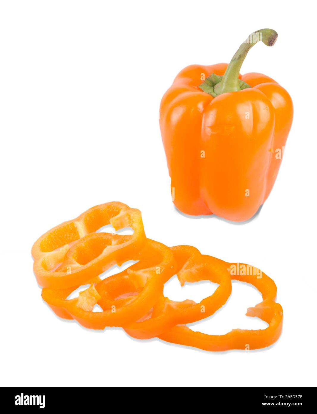 Red and yellow bell peppers isolated on white background Stock Photo ...