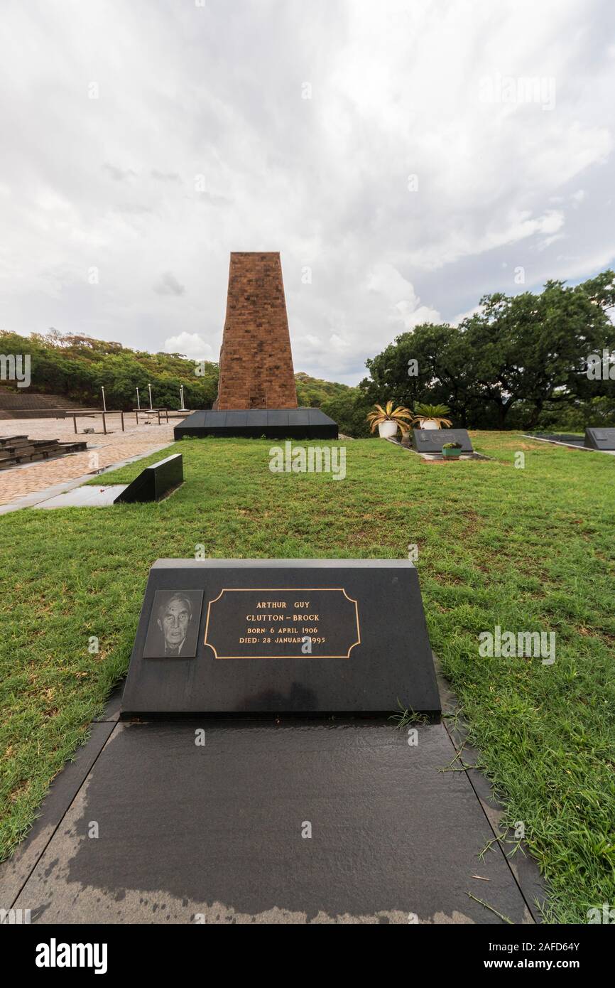 Harare, Zimbabwe. Tombstones of the regime's heroes in Harare's Heroes acre. Stock Photo