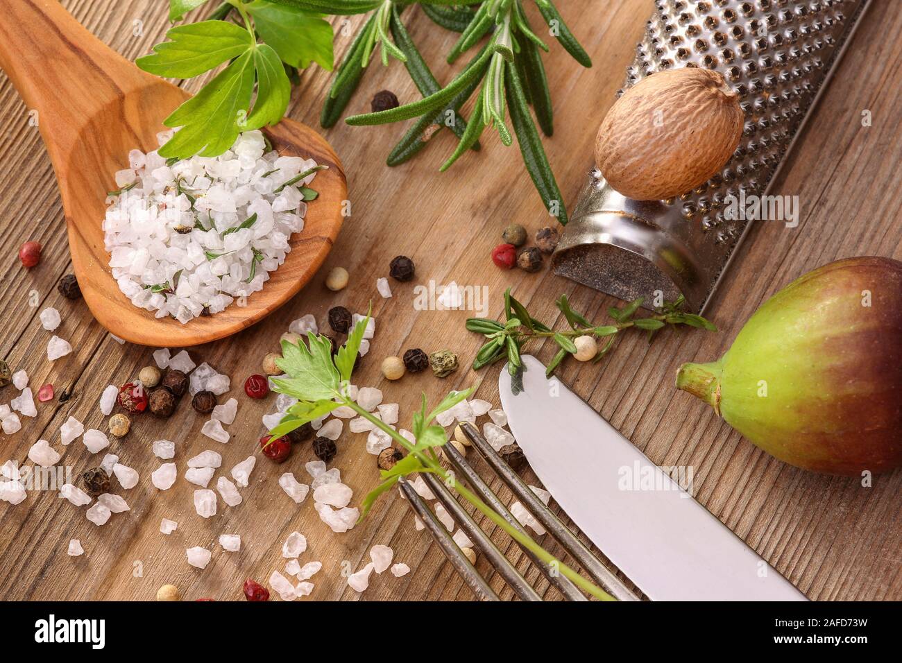 Salt and other ingredients for cooking Stock Photo Alamy