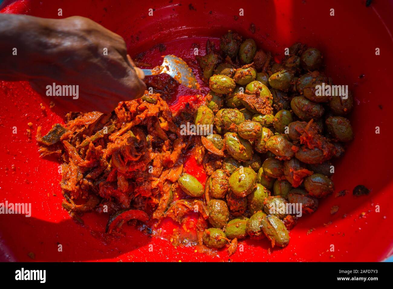 Salty sour and peppery Olive Pickle fruit are marinated for snack