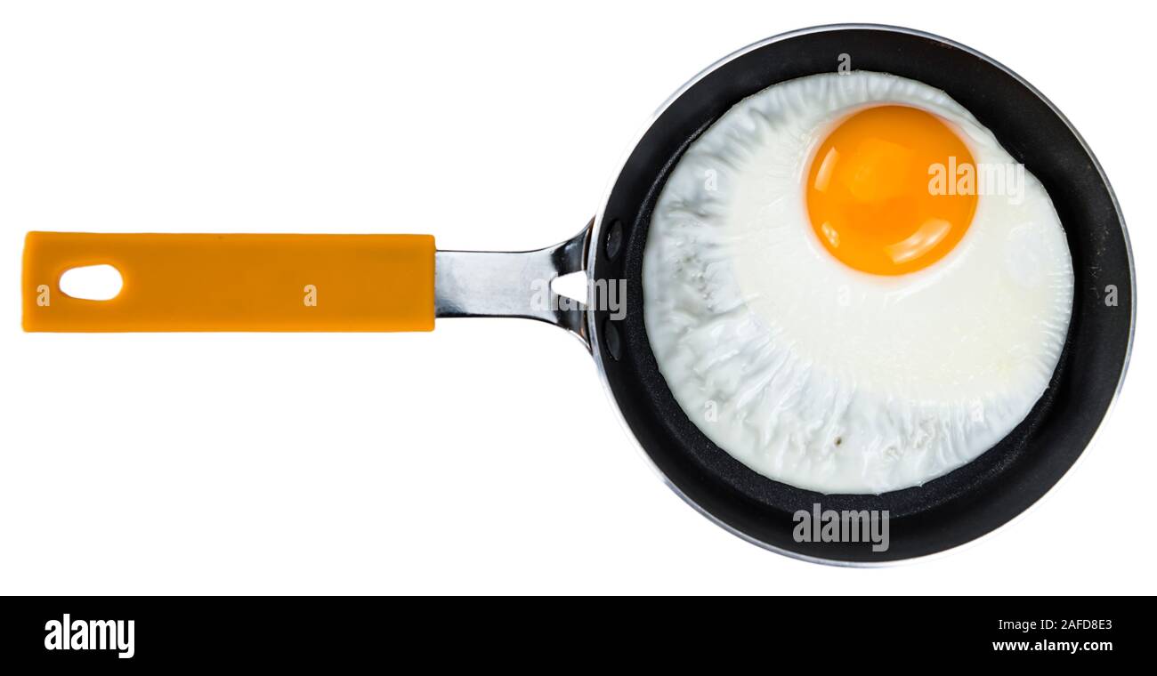 fried egg and yolk isolated on transparent layer background, top